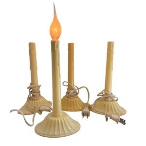 Set of 4 Vintage Cream Window‎ Electric Candle Sticks